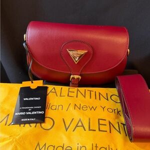 BNWT Mario Valentino Dido Valant Burgundy Leather Crossbody Bag